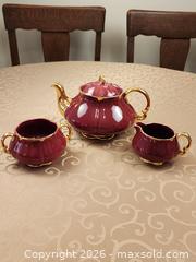 MaxSold Auction: Very Rare Collectible England "Ellgreave" Pottery Burgundy tea set with creamer and sugar bowl - Ajax (Ontario, Canada) SELLER MANAGED Estate Sale Online Auction - Billingsgate Crescent