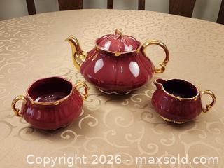 MaxSold Auction: Very Rare Collectible England "Ellgreave" Pottery Burgundy tea set with creamer and sugar bowl - Ajax (Ontario, Canada) SELLER MANAGED Estate Sale Online Auction - Billingsgate Crescent