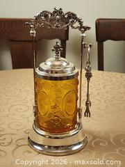 MaxSold Auction: Victorian Rococo Revival Amber Glass Pickle/Condiment Castor - Ajax (Ontario, Canada) SELLER MANAGED Estate Sale Online Auction - Billingsgate Crescent