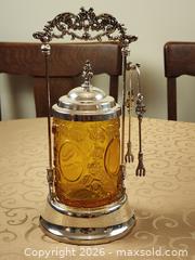MaxSold Auction: Victorian Rococo Revival Amber Glass Pickle/Condiment Castor - Ajax (Ontario, Canada) SELLER MANAGED Estate Sale Online Auction - Billingsgate Crescent