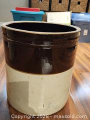MaxSold Auction: Vintage Robinson Ransbottom 6-Gallon Stoneware Crock with Crown '6' Capacity Stamp - Ajax (Ontario, Canada) SELLER MANAGED Estate Sale Online Auction - Billingsgate Crescent