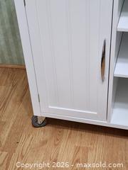 MaxSold Auction: White Kitchen Island on Wheels with Lock 17.25"D x 29"W x 35.5"T - Ajax (Ontario, Canada) SELLER MANAGED Estate Sale Online Auction - Billingsgate Crescent