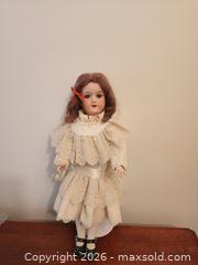 MaxSold Auction: Doll 16.5"Full Porcelain doll with glasses in white dress and black shoes - stand not included - Ajax (Ontario, Canada) SELLER MANAGED Estate Sale Online Auction - Billingsgate Crescent