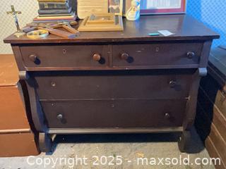 MaxSold Auction: Early 20th Century Solid Wood 4-Drawer Dresser, Dark Brown - Randolph (Massachusetts, USA) PARTNER MANAGED Estate Sale Online Auction - Chestnut Street