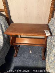 MaxSold Auction: Medium Brown Wood Side Table/Nightstand with Magazine Rack - Randolph (Massachusetts, USA) PARTNER MANAGED Estate Sale Online Auction - Chestnut Street