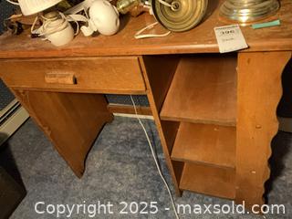 MaxSold Auction: Small Solid Wood Desk with Drawer and 3 Shelves, Rustic Brown - Randolph (Massachusetts, USA) PARTNER MANAGED Estate Sale Online Auction - Chestnut Street