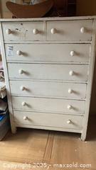 MaxSold Auction: Solid Wood 7-Drawer Dresser, White/Cream, 35x20x48 in - Randolph (Massachusetts, USA) PARTNER MANAGED Estate Sale Online Auction - Chestnut Street