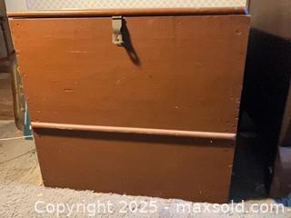 MaxSold Auction: Wooden Painted Storage Chest/Trunk, Brown, 26x20x24 in - Randolph (Massachusetts, USA) PARTNER MANAGED Estate Sale Online Auction - Chestnut Street