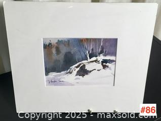 MaxSold Auction: Canadian artist - watercolour "FIRST SNOW" by Jeanette Langlois Labelle (matted, but unframed) - Toronto (Ontario, Canada) PARTNER MANAGED Estate Sale Online Auction - Industrial Street