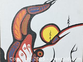 MaxSold Auction: INDIGENOUS ARTWORK (painting on canvas board) - &#34;Camping&#34; by Goyce Kakegamic 1982 (unframed) - Toronto (Ontario, Canada) PARTNER MANAGED Estate Sale Online Auction - Industrial Street