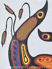 MaxSold Auction: INDIGENOUS ARTWORK (painting on canvas board) - &#34;Loon Family&#34; by Goyce Kakegamic 1982 (unframed) - Toronto (Ontario, Canada) PARTNER MANAGED Estate Sale Online Auction - Industrial Street