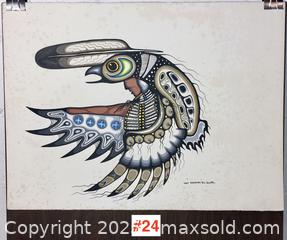 MaxSold Auction: vintage LARGE INDIGENOUS PRINT - "Flying South" by Loyd Kakepetum 1982 (unframed) - Toronto (Ontario, Canada) PARTNER MANAGED Estate Sale Online Auction - Industrial Street