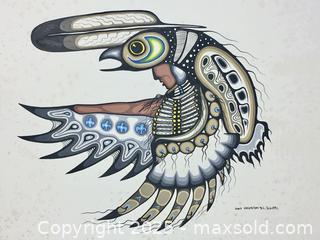 MaxSold Auction: vintage LARGE INDIGENOUS PRINT - "Flying South" by Loyd Kakepetum 1982 (unframed) - Toronto (Ontario, Canada) PARTNER MANAGED Estate Sale Online Auction - Industrial Street