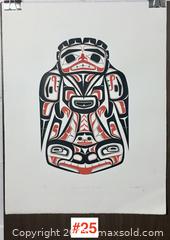 MaxSold Auction: vintage LARGE INDIGENOUS PRINT - &#34;Raven Travelling with Sculpin&#34; by Dempsey Bob 1979 (unframed) - Toronto (Ontario, Canada) PARTNER MANAGED Estate Sale Online Auction - Industrial Street