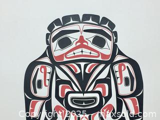 MaxSold Auction: vintage LARGE INDIGENOUS PRINT - &#34;Raven Travelling with Sculpin&#34; by Dempsey Bob 1979 (unframed) - Toronto (Ontario, Canada) PARTNER MANAGED Estate Sale Online Auction - Industrial Street