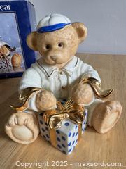MaxSold Auction: In box Porcelain Bear Figurine with Blue and White Present - Kingston (Ontario, Canada) SELLER MANAGED Downsizing Online Auction - Bishop Street