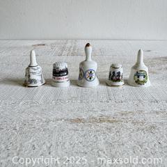 MaxSold Auction: Lot of 5 Vintage Miniatures - Three Porcelain Bells and Two Thimbles - Mixed Makers and Designs - Kingston (Ontario, Canada) SELLER MANAGED Downsizing Online Auction - Bishop Street