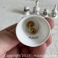 MaxSold Auction: Lot of 5 Vintage Miniatures - Three Porcelain Bells and Two Thimbles - Mixed Makers and Designs - Kingston (Ontario, Canada) SELLER MANAGED Downsizing Online Auction - Bishop Street