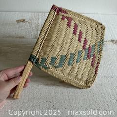MaxSold Auction: Vintage Colourful Tight Weave Hand Fan - Woven Purple, Blue and Tan Fan - Kingston (Ontario, Canada) SELLER MANAGED Downsizing Online Auction - Bishop Street