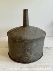 MaxSold Auction: Vintage galvanized metal funnel Rustic farm tractor lamp shade planter industrial farmhouse decor - Kingston (Ontario, Canada) SELLER MANAGED Downsizing Online Auction - Bishop Street
