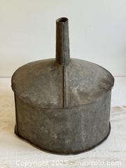 MaxSold Auction: Vintage galvanized metal funnel Rustic farm tractor lamp shade planter industrial farmhouse decor - Kingston (Ontario, Canada) SELLER MANAGED Downsizing Online Auction - Bishop Street
