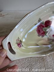 MaxSold Auction: Vintage German Serving Tray with Pink Roses and Iridescent Glaze - Vintage Celery Bowl - Made in Germany - Kingston (Ontario, Canada) SELLER MANAGED Downsizing Online Auction - Bishop Street