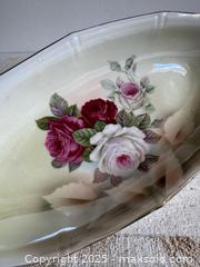MaxSold Auction: Vintage German Serving Tray with Pink Roses and Iridescent Glaze - Vintage Celery Bowl - Made in Germany - Kingston (Ontario, Canada) SELLER MANAGED Downsizing Online Auction - Bishop Street