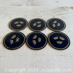 MaxSold Auction: Vintage Simple Paper and Cork Coaster Set with Blue Background and Three Crown Design - Kingston (Ontario, Canada) SELLER MANAGED Downsizing Online Auction - Bishop Street