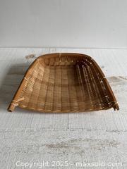 MaxSold Auction: Vintage Woven Wicker Fishing Accessory - Woven Wicker Fishing Scoop - Wicker Basket Strainer - Kingston (Ontario, Canada) SELLER MANAGED Downsizing Online Auction - Bishop Street