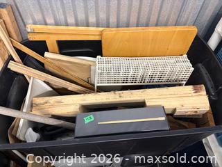 MaxSold Auction: Big black tote with miscellaneous wood pieces of different sizes - Kingston (Ontario, Canada) SELLER MANAGED Downsizing Online Auction - Steve Fonyo Drive (STORAGE)