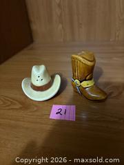 MaxSold Auction: Cowboy Hat & Boot Salt & Pepper Shakers - Kingston (Ontario, Canada) SELLER MANAGED Downsizing Online Auction - Steve Fonyo Drive (STORAGE)