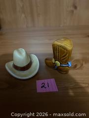 MaxSold Auction: Cowboy Hat & Boot Salt & Pepper Shakers - Kingston (Ontario, Canada) SELLER MANAGED Downsizing Online Auction - Steve Fonyo Drive (STORAGE)