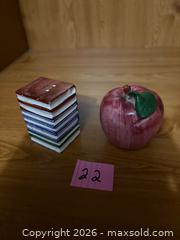 MaxSold Auction: Stack Of Books & Apple (teachers) Salt & Pepper Shakers - Kingston (Ontario, Canada) SELLER MANAGED Downsizing Online Auction - Steve Fonyo Drive (STORAGE)