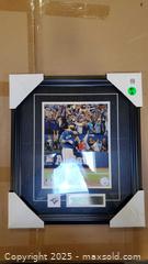 MaxSold Auction: José Bautista Framed Photo/Plaque with Team Pin - Blue Jays (2015 ALDS Game 5 Bat Flip) - Toronto (Ontario, Canada) SELLER MANAGED Downsizing Online Auction - Curity Avenue