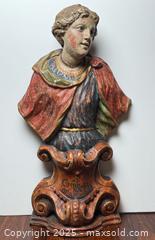 MaxSold Auction: Antique 17th c. Polychrome Carved Wood Sculpture of a Young Boy Religious Latin Inscription - Toronto (Ontario, Canada) PARTNER MANAGED Estate Sale Online Auction -  Glen Road