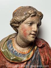 MaxSold Auction: Antique 17th c. Polychrome Carved Wood Sculpture of a Young Boy Religious Latin Inscription - Toronto (Ontario, Canada) PARTNER MANAGED Estate Sale Online Auction -  Glen Road