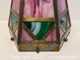 MaxSold Auction: Antique Arts &#38; Crafts Stained Glass Pink + Green Hanging Pendant Lamp  - Toronto (Ontario, Canada) PARTNER MANAGED Estate Sale Online Auction -  Glen Road