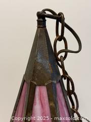 MaxSold Auction: Antique Arts &#38; Crafts Stained Glass Pink + Green Hanging Pendant Lamp  - Toronto (Ontario, Canada) PARTNER MANAGED Estate Sale Online Auction -  Glen Road