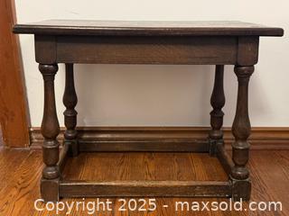 MaxSold Auction: Antique Jacobean-Style Solid Wood Oak End Table Bench - Toronto (Ontario, Canada) PARTNER MANAGED Estate Sale Online Auction -  Glen Road