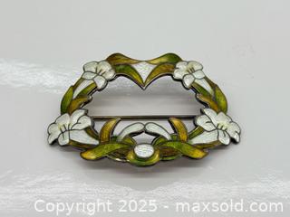 MaxSold Auction: Antique Large Sterling + Enamel Floral Brooch  - Toronto (Ontario, Canada) PARTNER MANAGED Estate Sale Online Auction -  Glen Road
