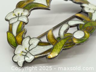 MaxSold Auction: Antique Large Sterling + Enamel Floral Brooch  - Toronto (Ontario, Canada) PARTNER MANAGED Estate Sale Online Auction -  Glen Road