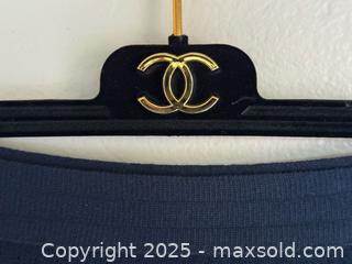 MaxSold Auction: Chanel Dark Navy Polka Dot Linen Cotton Blend Midi Skirt + Original Garment Bag + Hanger Small  - Toronto (Ontario, Canada) PARTNER MANAGED Estate Sale Online Auction -  Glen Road