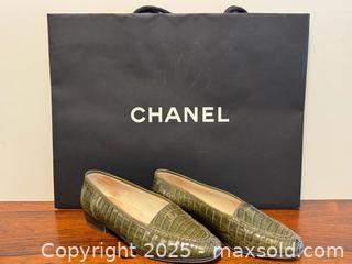 MaxSold Auction: Chanel Women’s Crocodile Leather Loafers in Olive Green Sz 36.5 Shoes  - Toronto (Ontario, Canada) PARTNER MANAGED Estate Sale Online Auction -  Glen Road