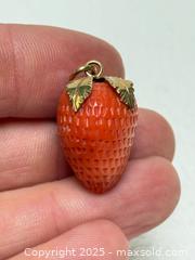 MaxSold Auction: Coral + Gold Strawberry Pendant  - Toronto (Ontario, Canada) PARTNER MANAGED Estate Sale Online Auction -  Glen Road