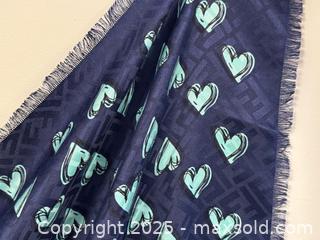 MaxSold Auction: Fendi Navy Blue + Turquoise Hearts Silk + Wool Shawl Scarf - Toronto (Ontario, Canada) PARTNER MANAGED Estate Sale Online Auction -  Glen Road