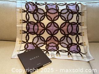 MaxSold Auction: Gucci Purple + Pink Horsebit Chain Pattern Silk Scarf  - Toronto (Ontario, Canada) PARTNER MANAGED Estate Sale Online Auction -  Glen Road