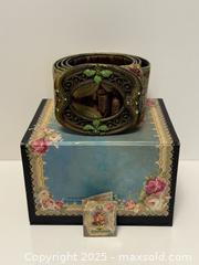 MaxSold Auction: Michal Negrin Floral Fabric Belt with Green Crystal Buckle - Toronto (Ontario, Canada) PARTNER MANAGED Estate Sale Online Auction -  Glen Road