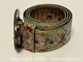 MaxSold Auction: Michal Negrin Floral Fabric Belt with Green Crystal Buckle - Toronto (Ontario, Canada) PARTNER MANAGED Estate Sale Online Auction -  Glen Road