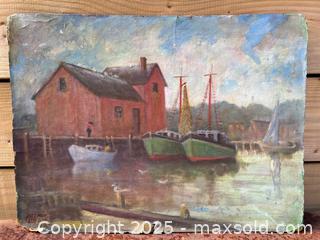 MaxSold Auction:  Rockport Boat Harbour Oil Painting Canadian Artist Arthur Lidstone c.1952 - Toronto (Ontario, Canada) PARTNER MANAGED Estate Sale Online Auction -  Glen Road