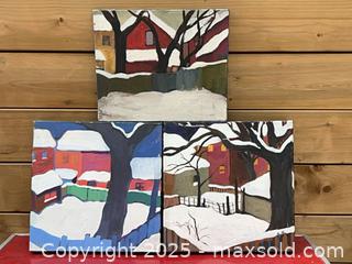 MaxSold Auction: Set of 3 Square Winter Landscape Paintings  - Toronto (Ontario, Canada) PARTNER MANAGED Estate Sale Online Auction -  Glen Road